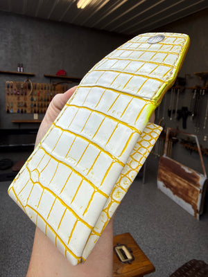 Sarasota Wallet - White/Yellow Alligator - Anvil Customs