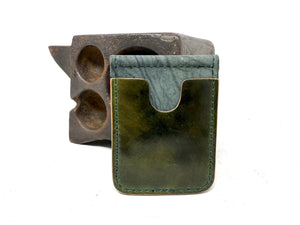Shell Cordovan Money Clip Wallet:  Marbled Forrest Green - Anvil Customs