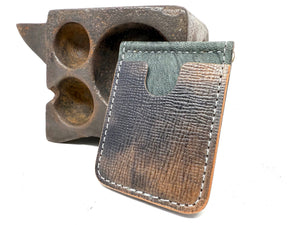 Shell Cordovan Money Clip Wallet: Textured Black & Natural - Anvil Customs