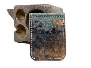 Shell Cordovan Money Clip Wallet: Textured Black & Natural - Anvil Customs