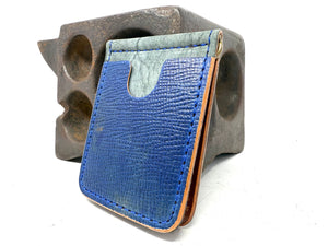 Shell Cordovan Money Clip Wallet: Textured Denim/Natural - Anvil Customs