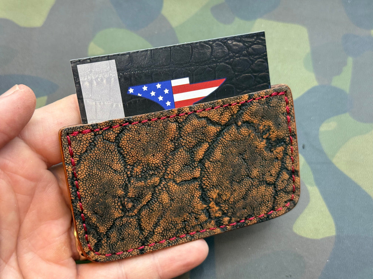 Single Pocket Card Wallet - Cognac Elephant - Anvil Customs