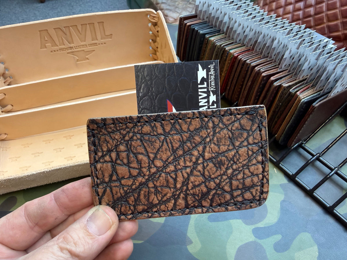 Single Pocket Card Wallet - Cognac Elephant - Anvil Customs