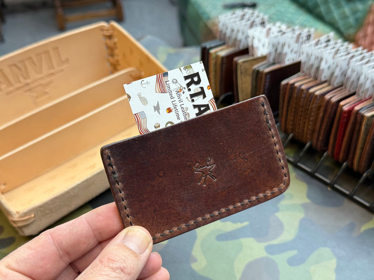 Single Pocket Card Wallet - Cognac Elephant - Anvil Customs