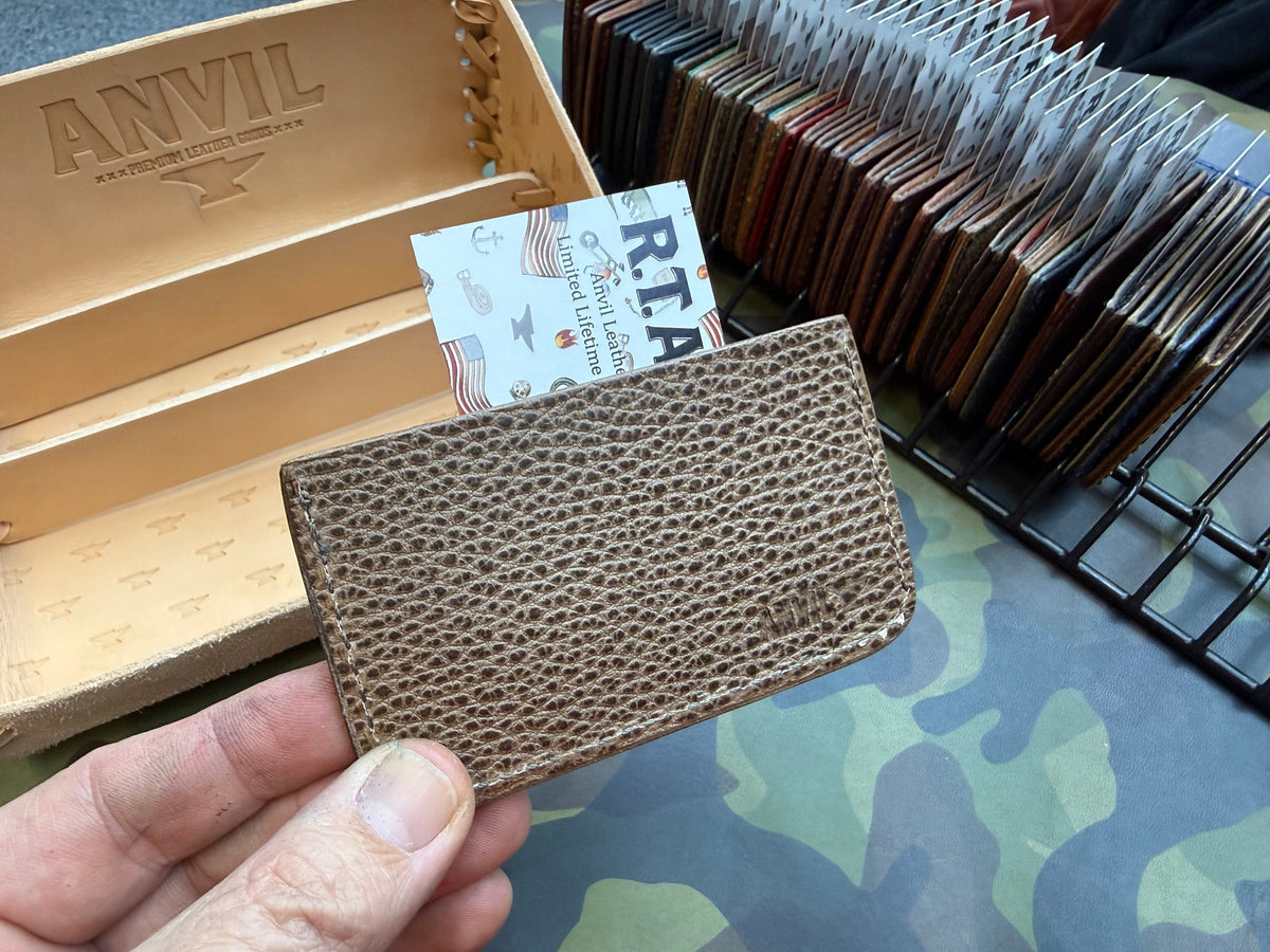 Single Pocket Card Wallet - Golden Ostrich - Anvil Customs