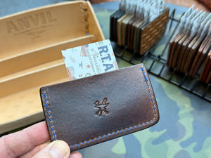 Single Pocket Card Wallet - Nubuck Blue Alligator - Anvil Customs