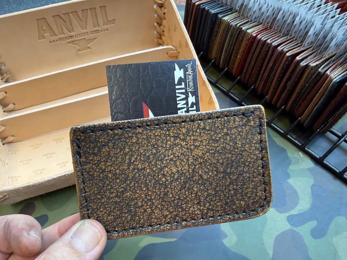 Single Pocket Card Wallet - SaddleTan Cape Buffalo - Anvil Customs
