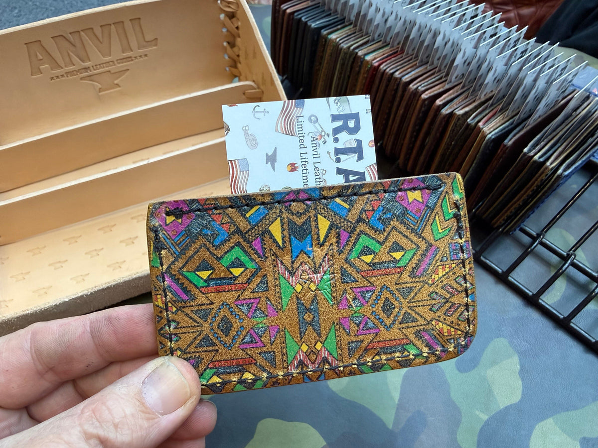 Single Pocket Card Wallet - SaddleTan Cape Buffalo - Anvil Customs