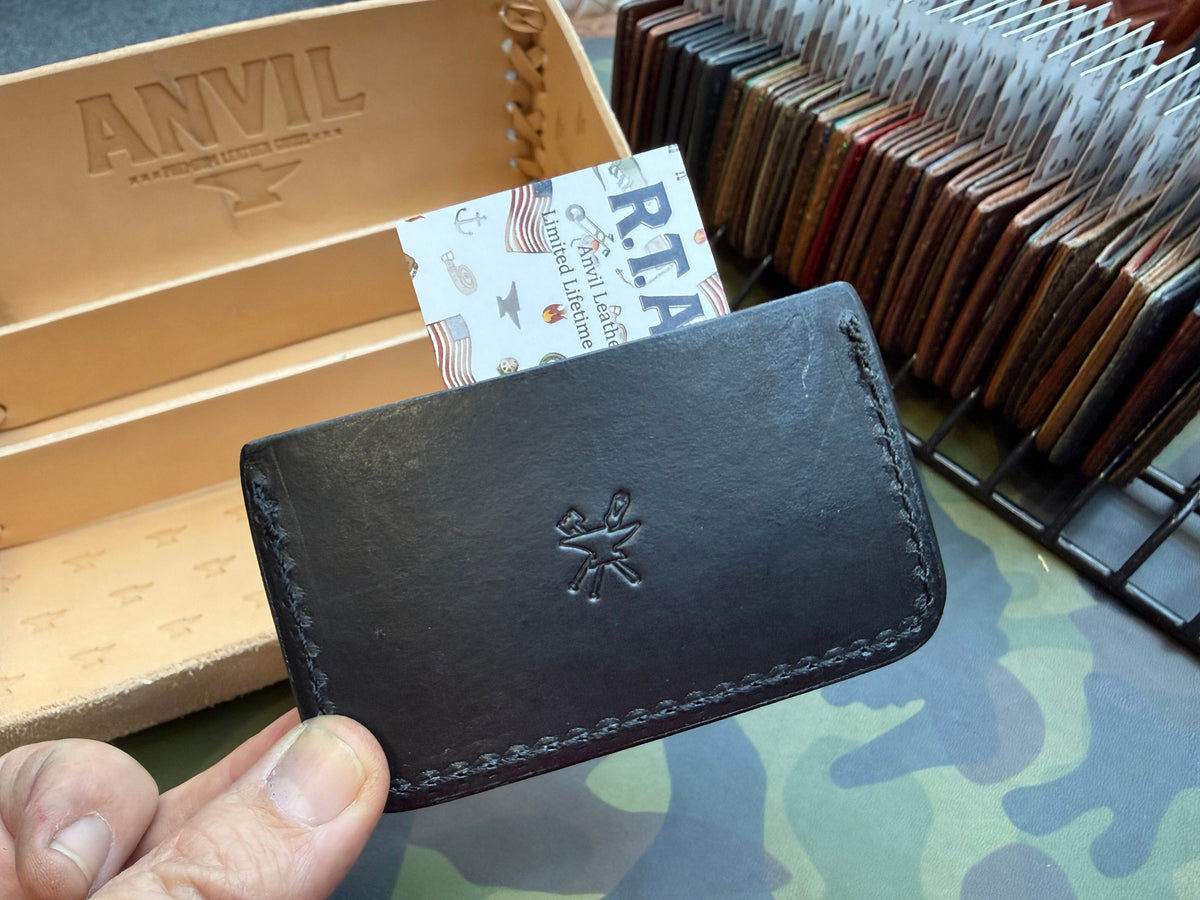 Single Pocket Card Wallet - SaddleTan Cape Buffalo - Anvil Customs