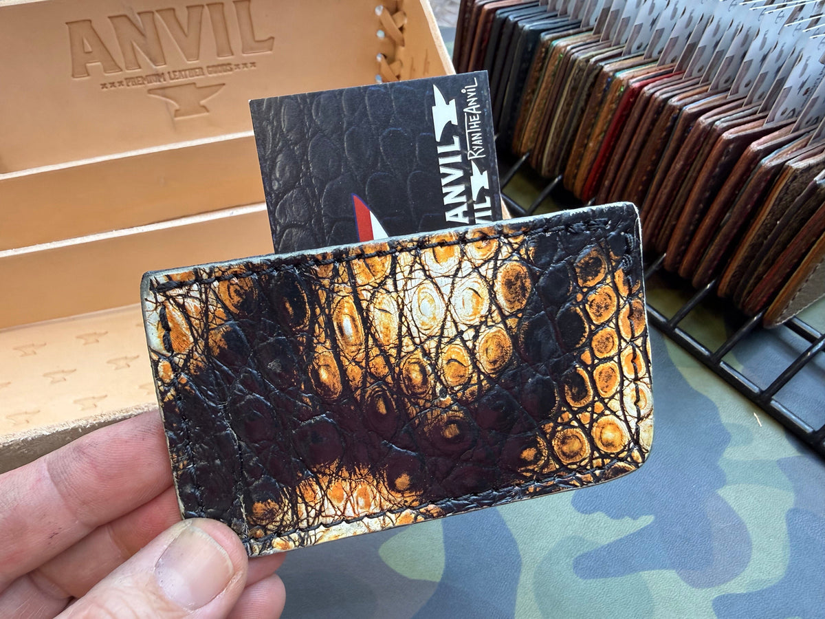 Single Pocket Card Wallet - Tortoise Alligator - Anvil Customs