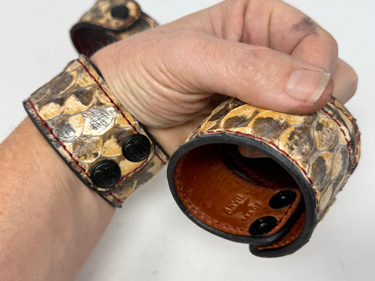 Snakeskin Leather Bracelet / Cuff: Natural - Anvil Customs