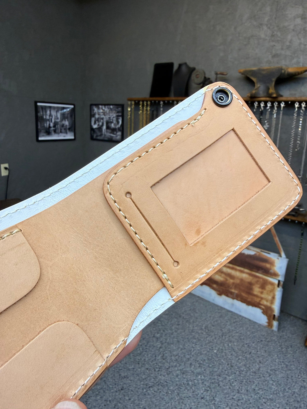 Standard Bifold Chain Wallet - White/Yellow Alligator - Anvil Customs