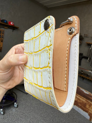 Standard Bifold Chain Wallet - White/Yellow Alligator - Anvil Customs