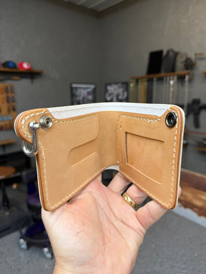Standard Bifold Chain Wallet - White/Yellow Alligator - Anvil Customs