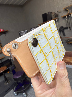 Standard Bifold Chain Wallet - White/Yellow Alligator - Anvil Customs
