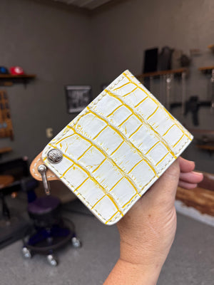 Standard Bifold Chain Wallet - White/Yellow Alligator - Anvil Customs