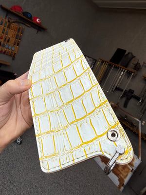 Standard Bifold Chain Wallet - White/Yellow Alligator - Anvil Customs