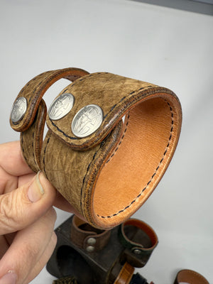 Tan Hippo (2x) Leather Bracelet / Cuff Set - Anvil Customs