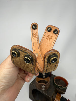 Tan Hippo (2x) Leather Bracelet / Cuff Set - Anvil Customs