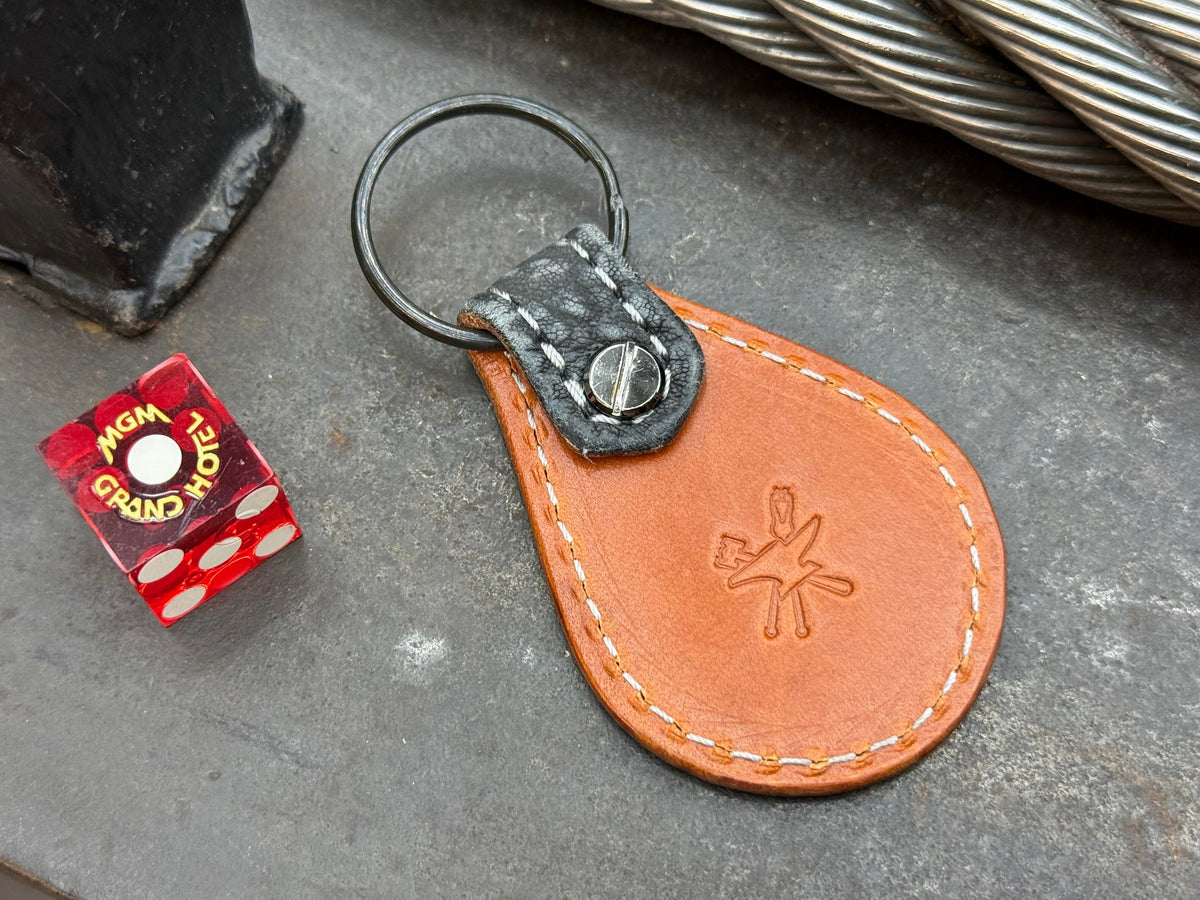 Teardrop Leather Key Fob - Anthracite Shark - Anvil Customs