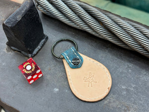 Teardrop Leather Key Fob - Antique Turquoise Elephant - Anvil Customs