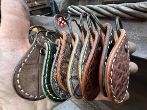 Teardrop Leather Key Fob - Cognac Elephant - Anvil Customs