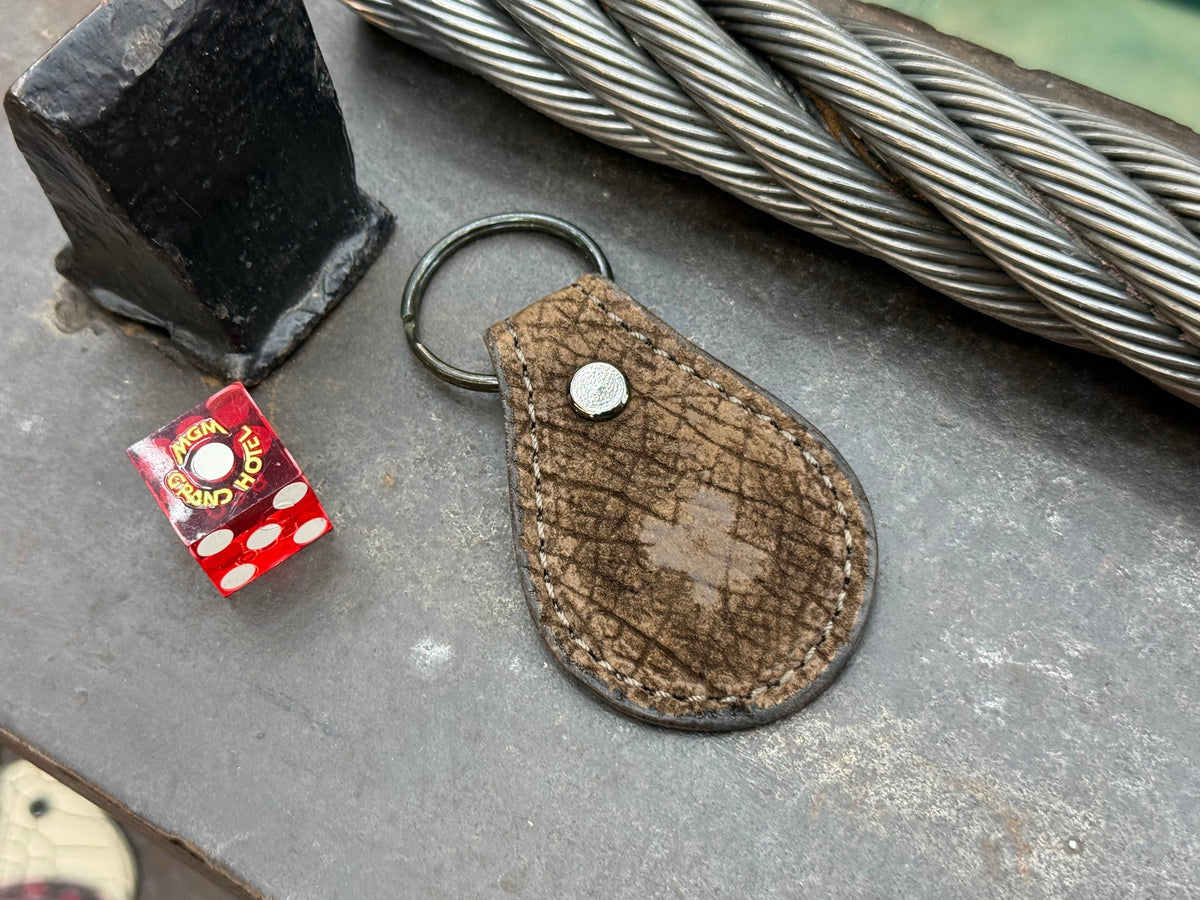 Teardrop Leather Key Fob - Chocolate Hippo - Anvil Customs