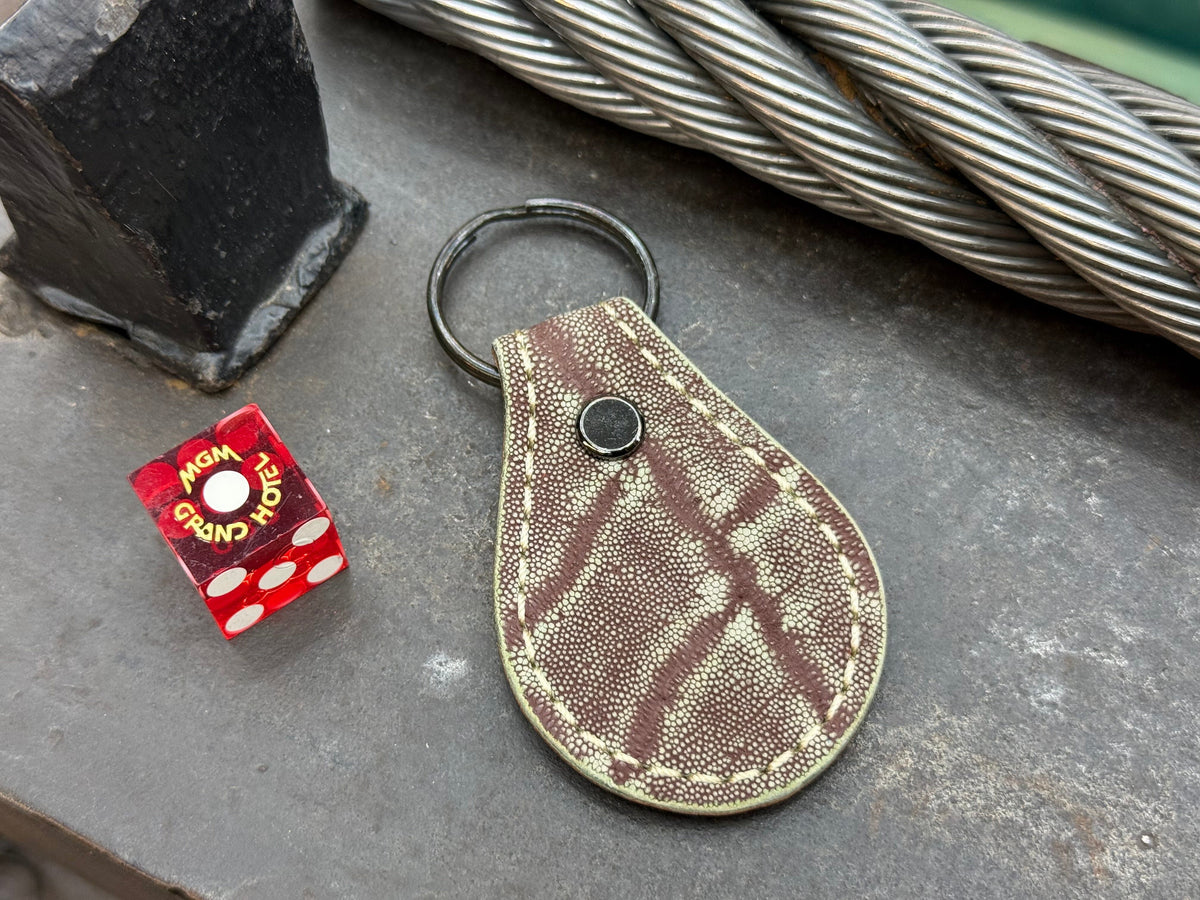 Teardrop Leather Key Fob - Chocolate Mint Elephant - Anvil Customs
