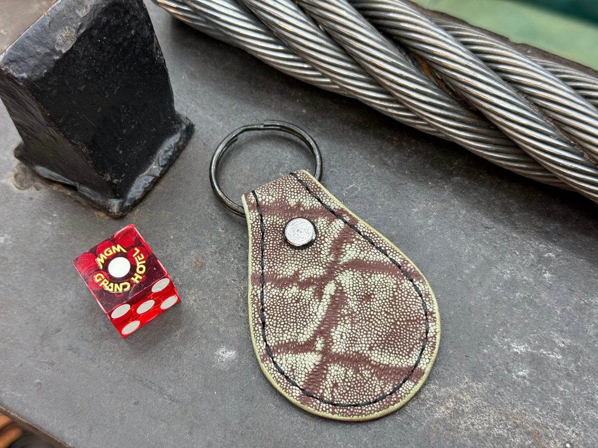 Teardrop Leather Key Fob - Chocolate Mint Elephant - Anvil Customs