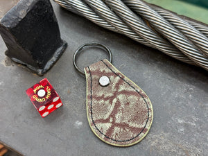 Teardrop Leather Key Fob - Chocolate Mint Elephant - Anvil Customs
