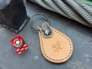 Teardrop Leather Key Fob - Chocolate Mint Elephant - Anvil Customs