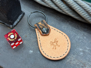 Teardrop Leather Key Fob - Cognac Elephant - Anvil Customs