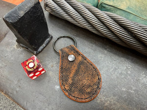 Teardrop Leather Key Fob - Cognac Elephant - Anvil Customs