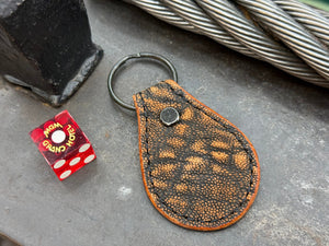 Teardrop Leather Key Fob - Cognac Elephant - Anvil Customs