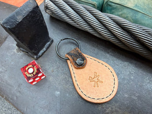Teardrop Leather Key Fob - Cognac Elephant - Anvil Customs