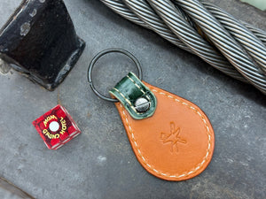 Teardrop Leather Key Fob - Gloss Green Alligator - Anvil Customs