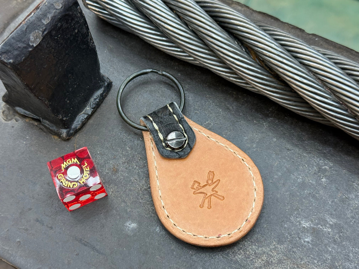 Teardrop Leather Key Fob - Matte Black Alligator - Anvil Customs