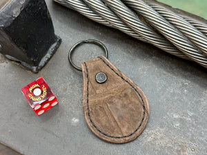 Teardrop Leather Key Fob - Nubuck Brown Alligator - Anvil Customs