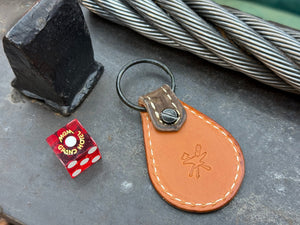 Teardrop Leather Key Fob - Nubuck Brown Alligator - Anvil Customs