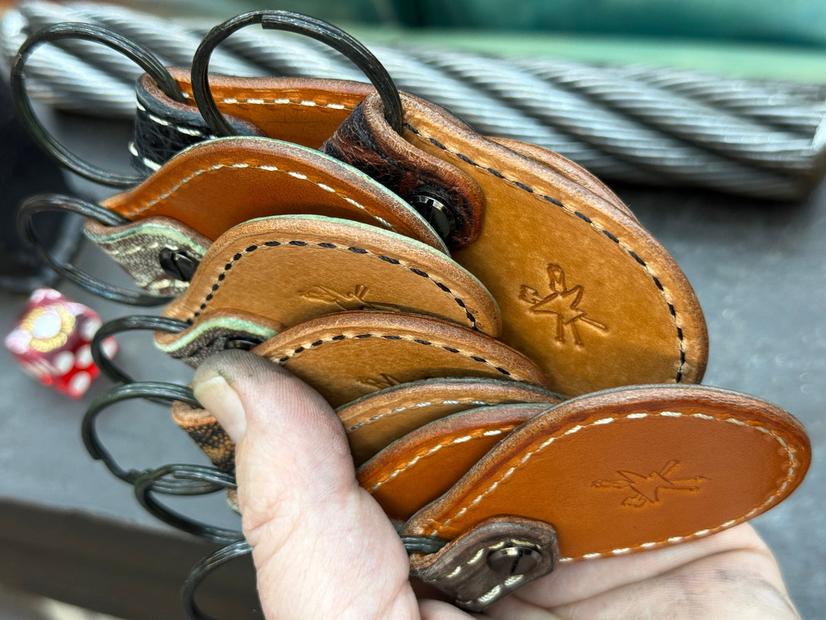 Teardrop Leather Key Fob - Ghost Alligator - Anvil Customs