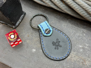 Teardrop Leather Key Fob - Nubuck SkyBlu Alligator - Anvil Customs