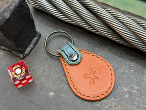 Teardrop Leather Key Fob - Nubuck SkyBlu Alligator - Anvil Customs