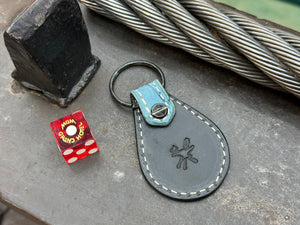 Teardrop Leather Key Fob - Nubuck SkyBlu Alligator - Anvil Customs