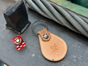 Teardrop Leather Key Fob - Toasted Peach Elephant - Anvil Customs