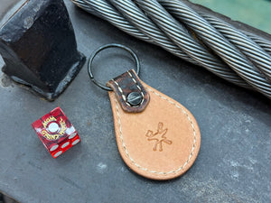 Teardrop Leather Key Fob - Vintage Bark Elephant - Anvil Customs