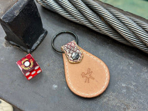 Teardrop Leather Key Fob - Vintage Matte Red Python - Anvil Customs