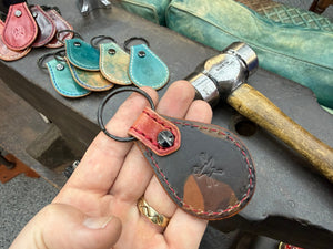 Teardrop Shell Cordovan Leather Key Fob - Marbled Lava - Anvil Customs