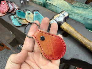 Teardrop Shell Cordovan Leather Key Fob - Marbled Lava - Anvil Customs