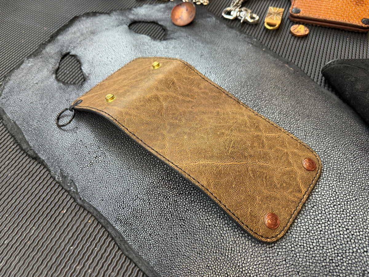 Trifold Leather Chain Wallet - Elephant - Anvil Customs
