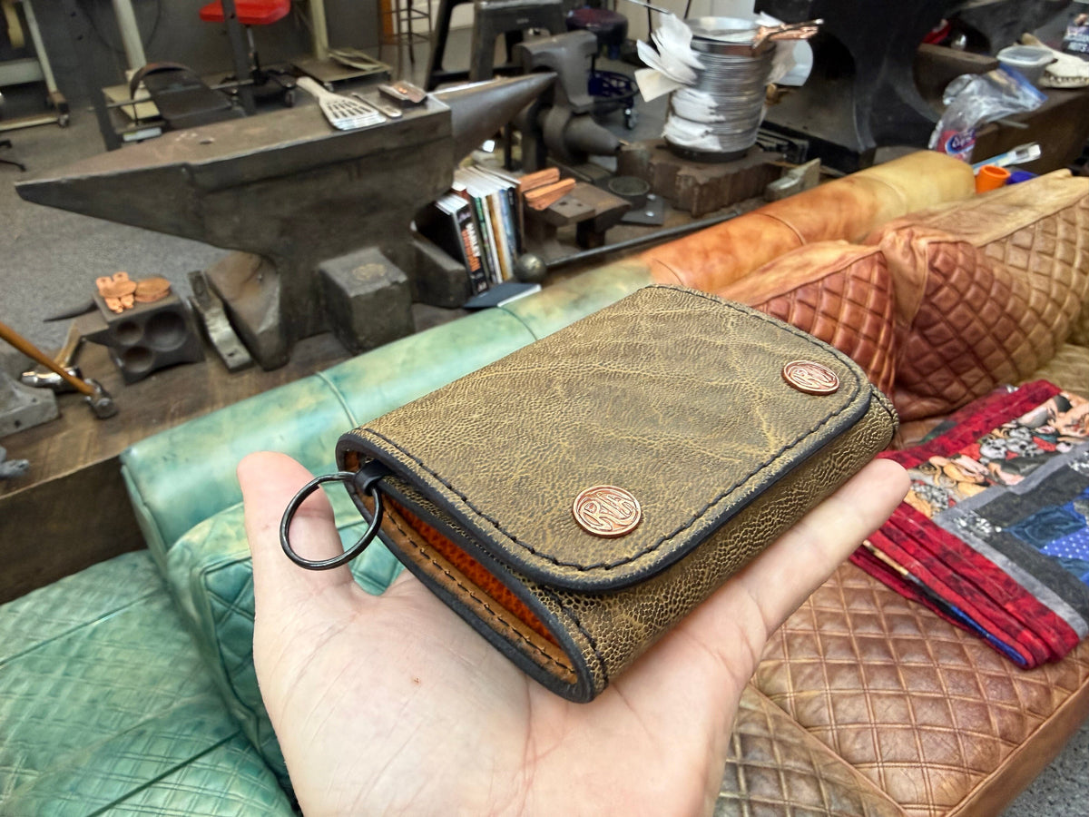 Trifold Leather Chain Wallet - Elephant - Anvil Customs